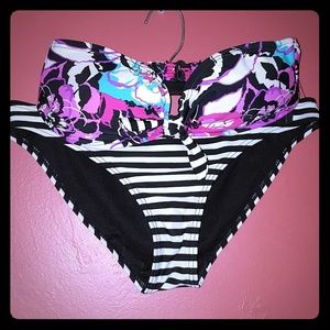 Kirra for Pacsun floral and striped bikini